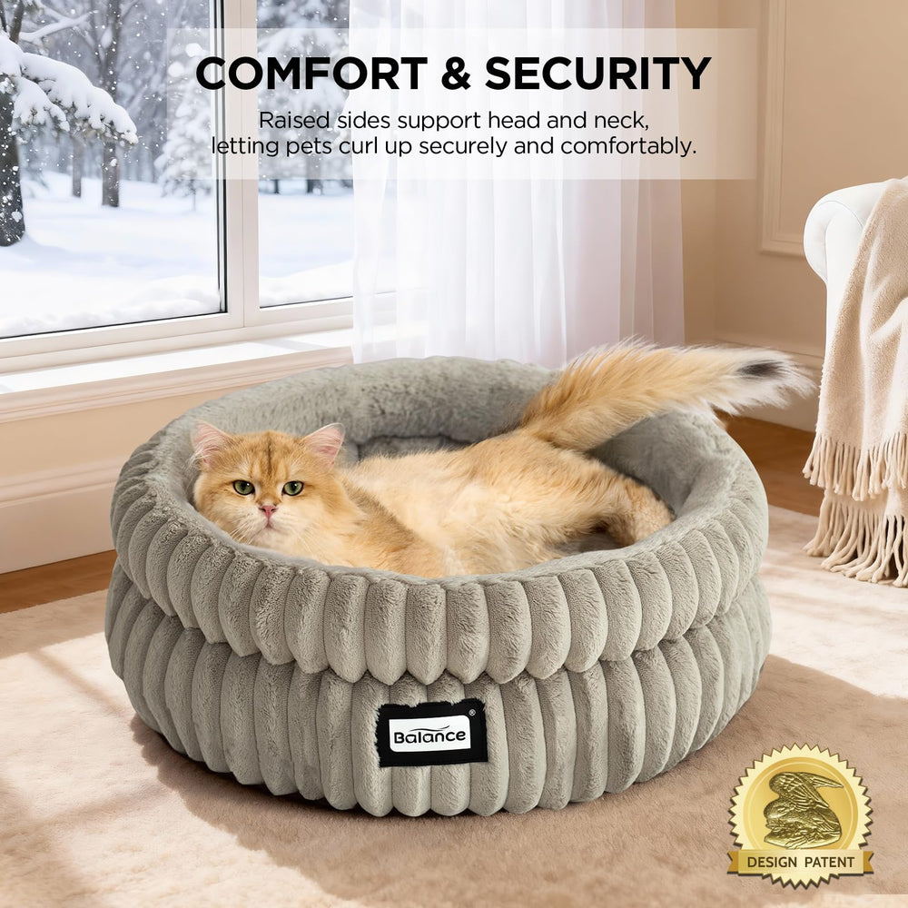 BALANCE cat bed milk plush closeup highlights ultra-soft texture for pets