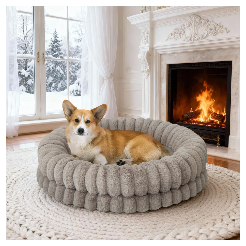 BALANCE Luxury Donut Bed front view showing curling comfort for small to medium dogs.