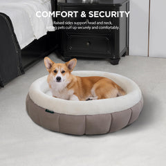 BALANCE donut bed goat soft plush fabric close-up highlights warmth.