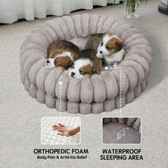 BALANCE Donut Bed uses non-shedding plush fabric for a tidy, comfy space.