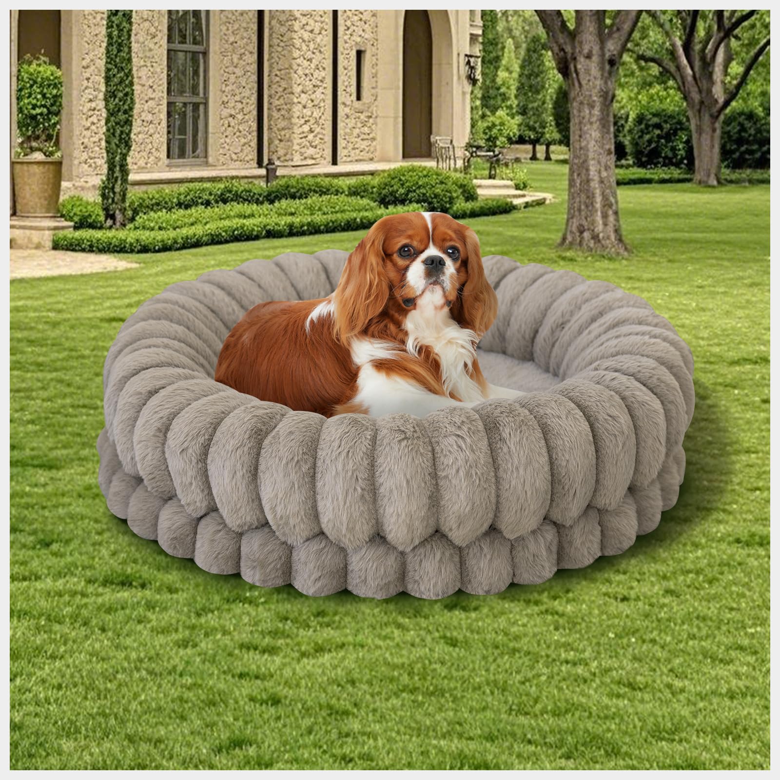 BALANCE Donut Bed plush fabric closeup shows soft, inviting texture.