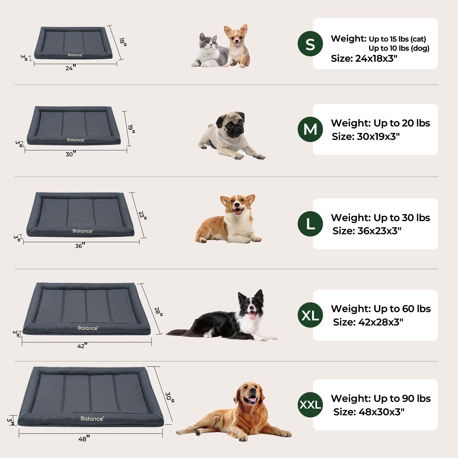 BALANCE Oxford dog bed machine-washable for easy cleaning after adventures