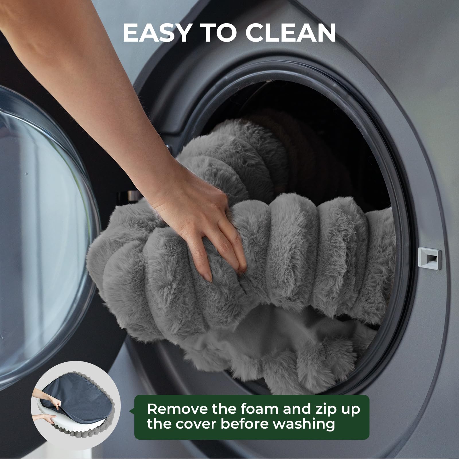 BALANCE removable cushion is machine washable for easy cleaning.
