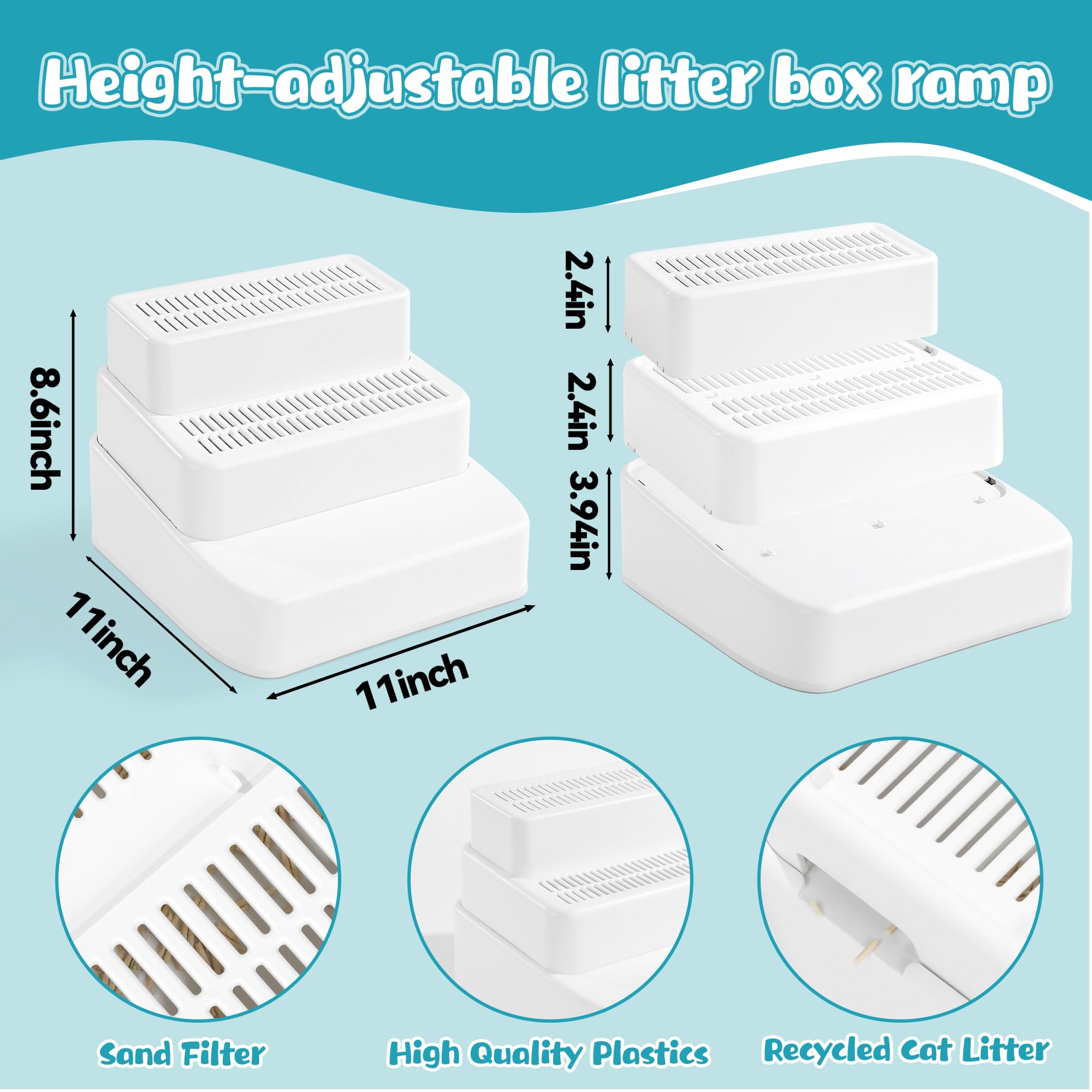 BALAPET cat ramp filter function keeps paws cleaner by removing litter as cats exit.