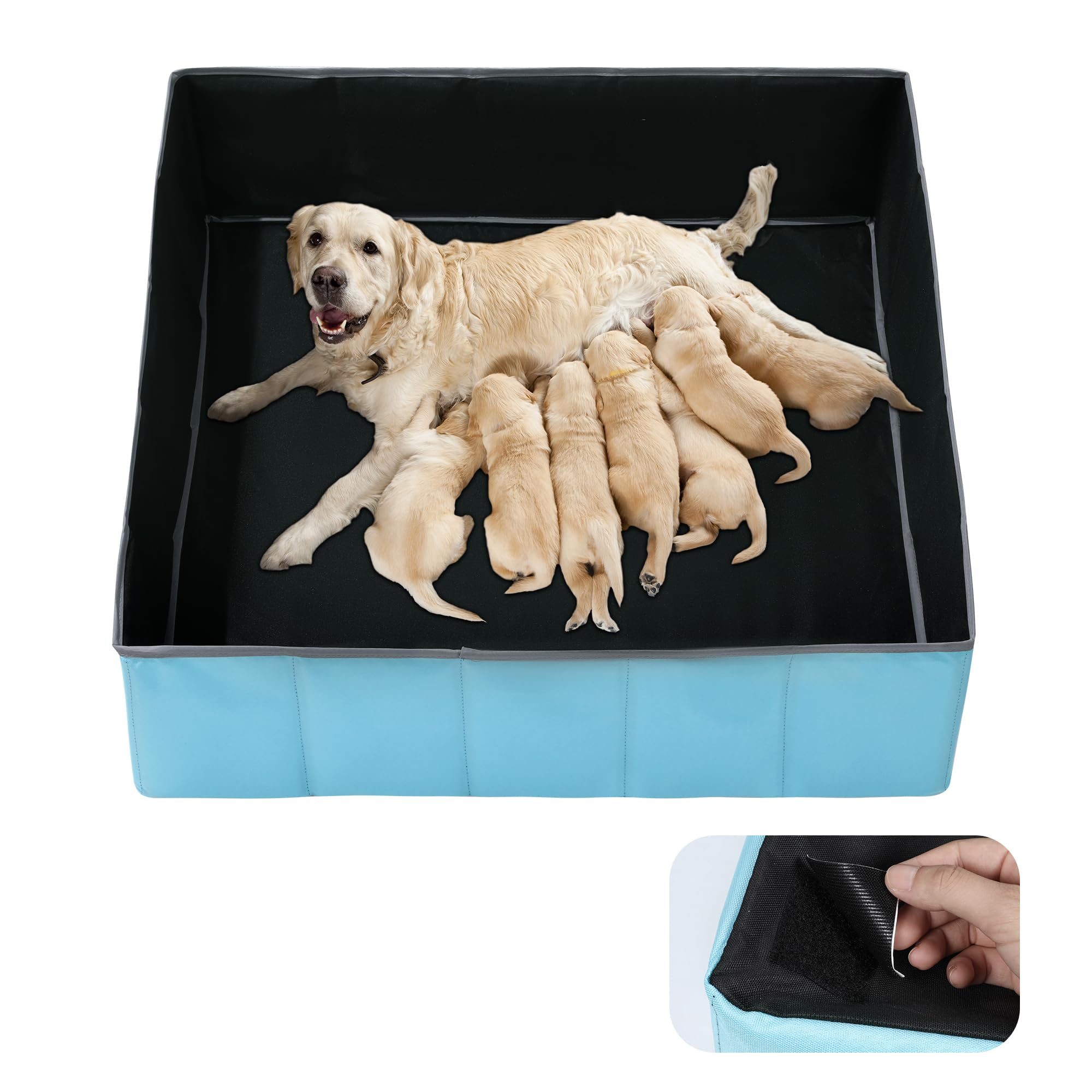BALAPET Whelping Box shows stable square design for safe confinement during whelping