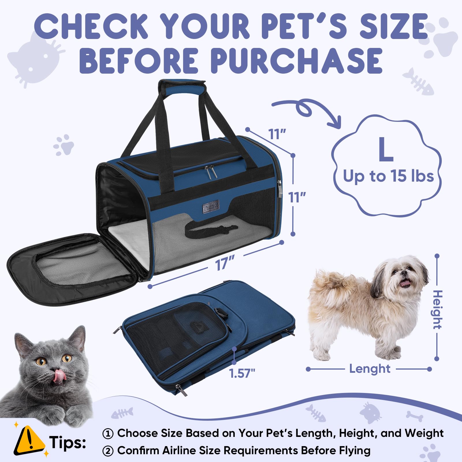 BALEINE Cat Carrier uses 600D fabric for durable, everyday wear.