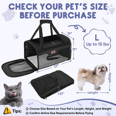 BALEINE cat carrier size-l-17x11x11 suits pets up to 15 lbs.