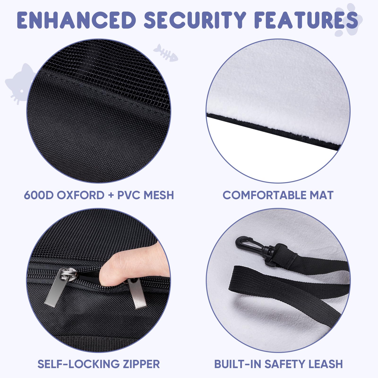 BALEINE cat carrier safety zippers prevent escapes during travel