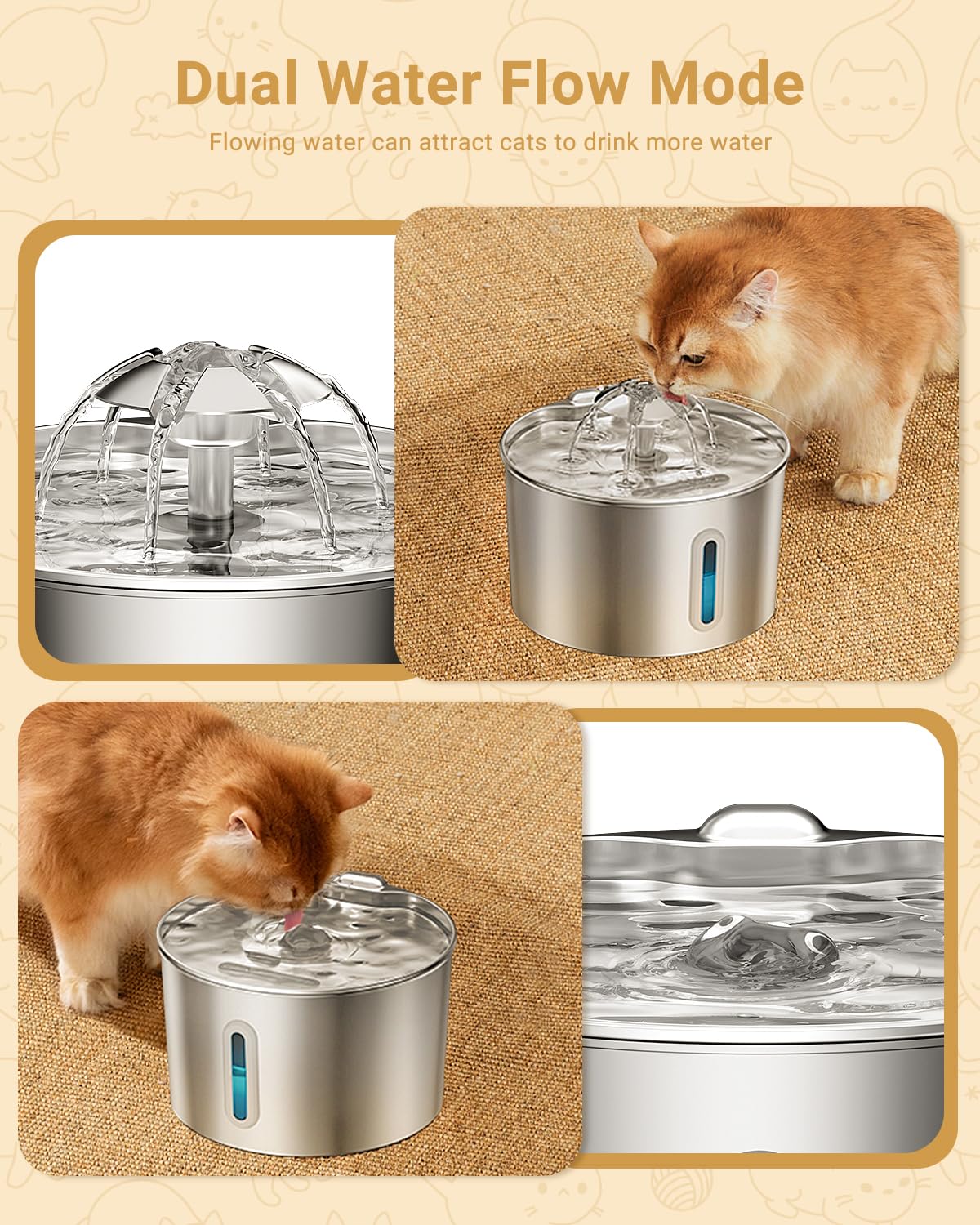 BalimoPet cat fountain with 3-filter system reduces impurities and odors.