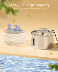BalimoPet water fountain pump quiet design for peaceful night-time drinking.