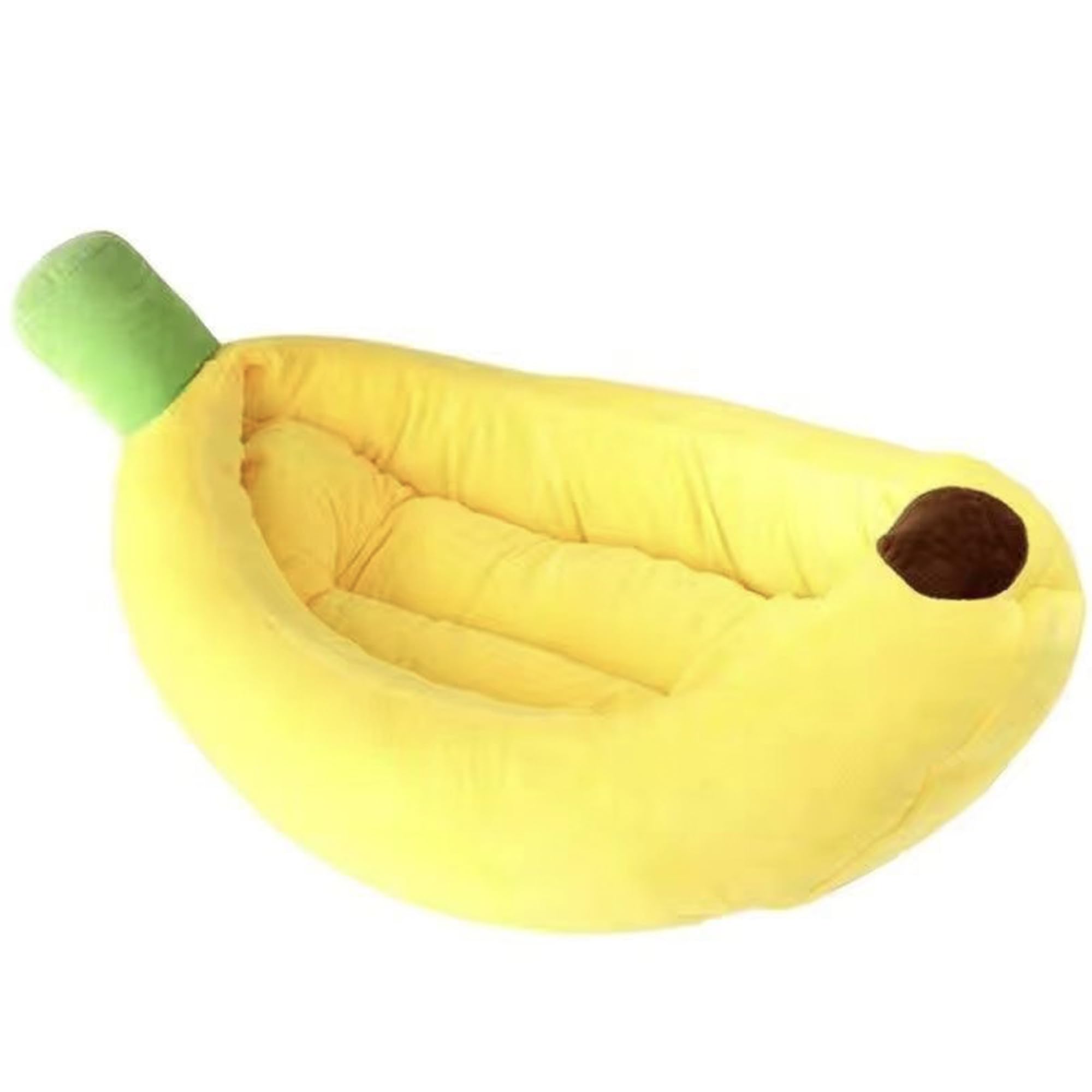 Banana bed with raised sides supports head for indoor pets and cozy lounging