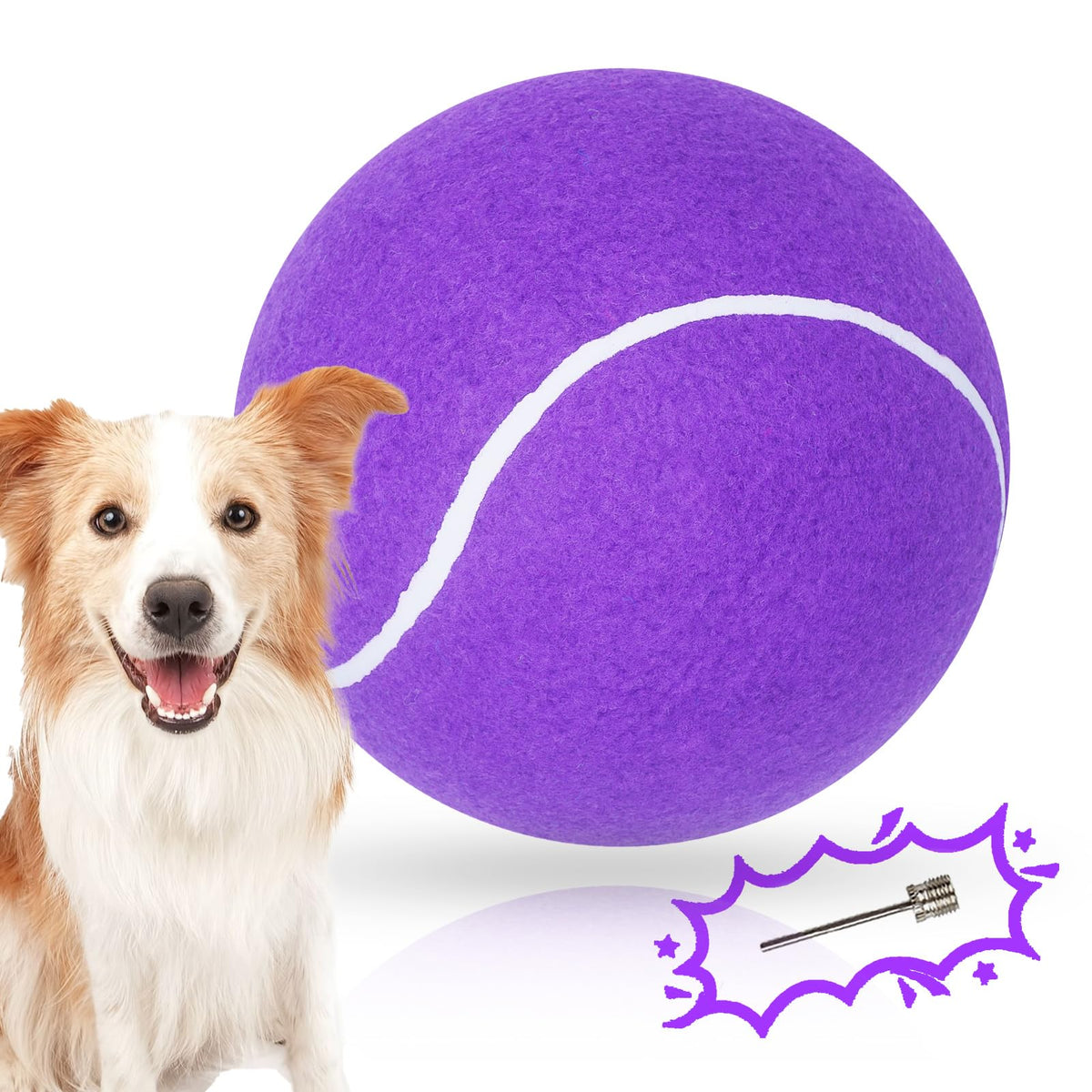Banfeng big tennis ball for dogs side view, purple 9.5in ideal for active outdoor play