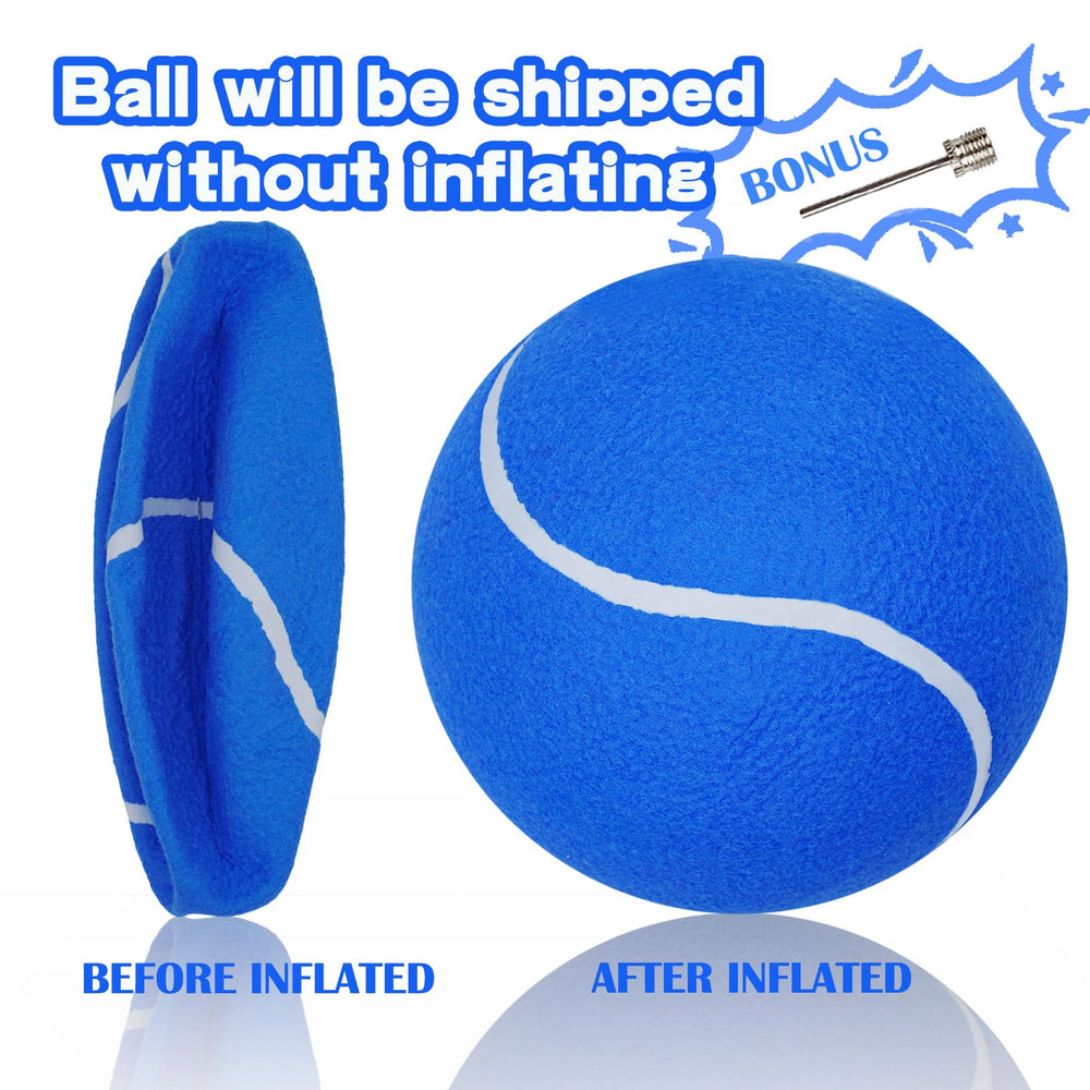 Banfeng Big Tennis Ball for Dogs blue close-up — thick felt texture and rubber for long-lasting fun.