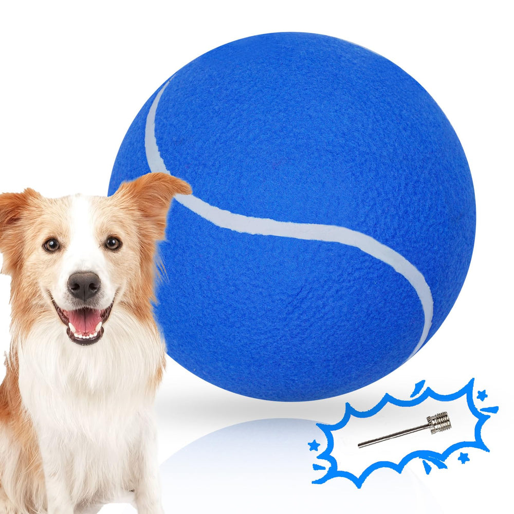 Banfeng Big Tennis Ball for Dogs blue front view — oversized design boosts fetch and exercise.