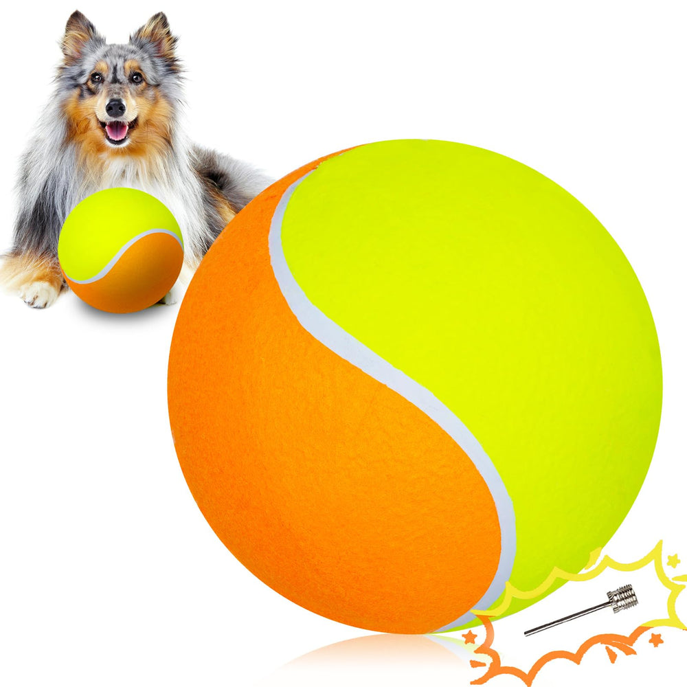 Banfeng big tennis ball for dogs in yellow-orange inflated for giant fetch.