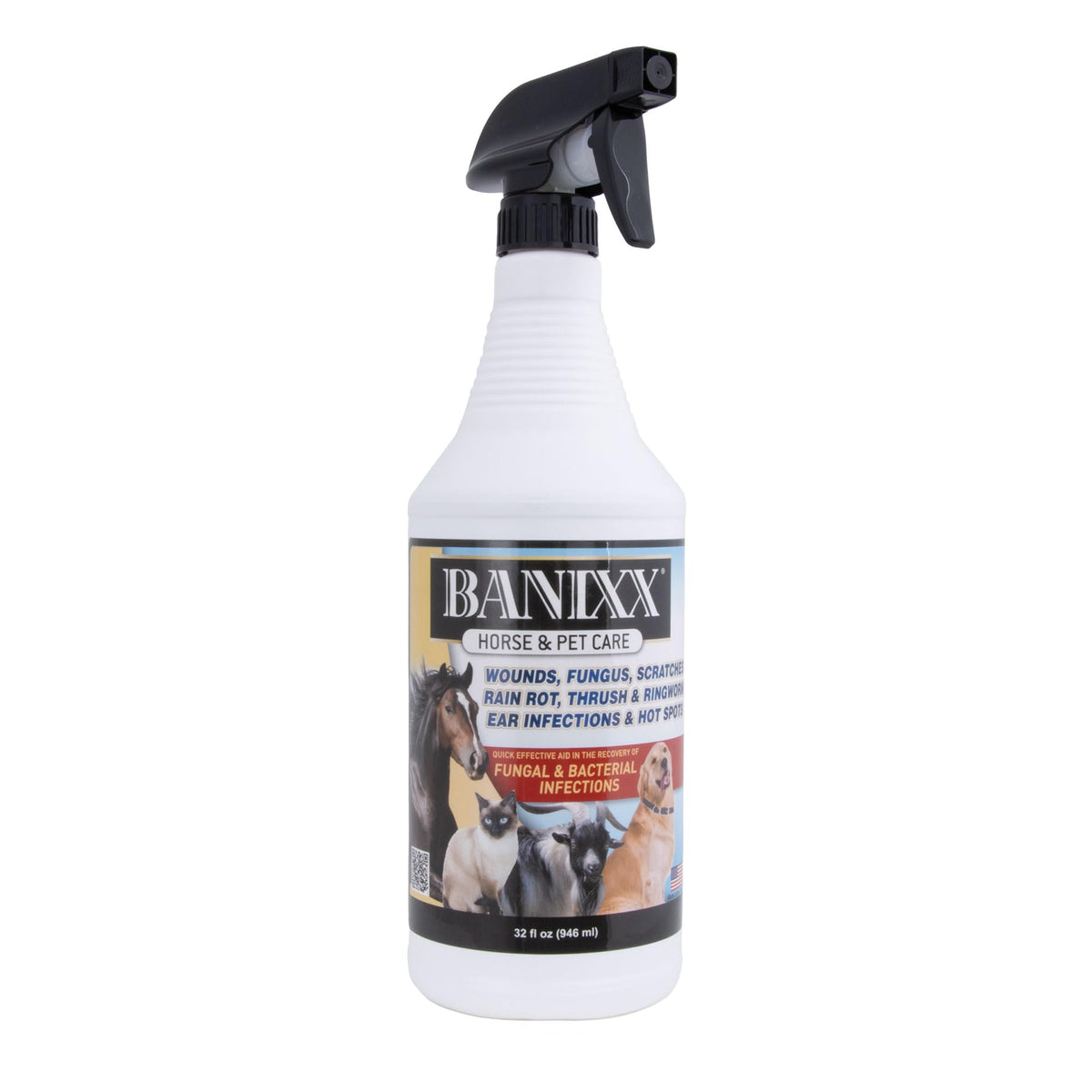 Banixx Horse bottle-pour demonstrates versatile topical care for wounds and skin irritations.
