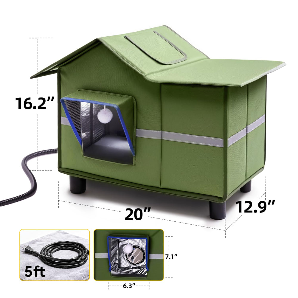 banxye heated cat shelter top skylight for monitoring.