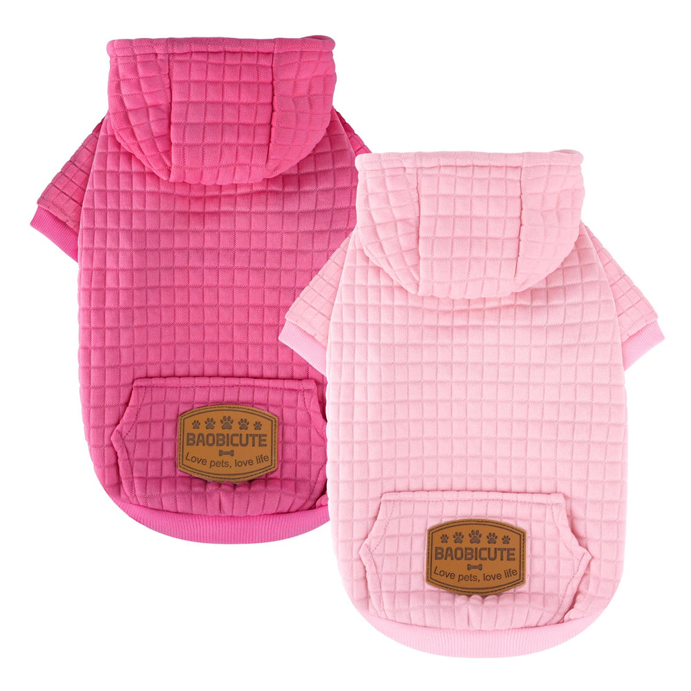 BAOBICUTE 2-pack dog hoodie pink rose front shows warm, cozy wear for dogs