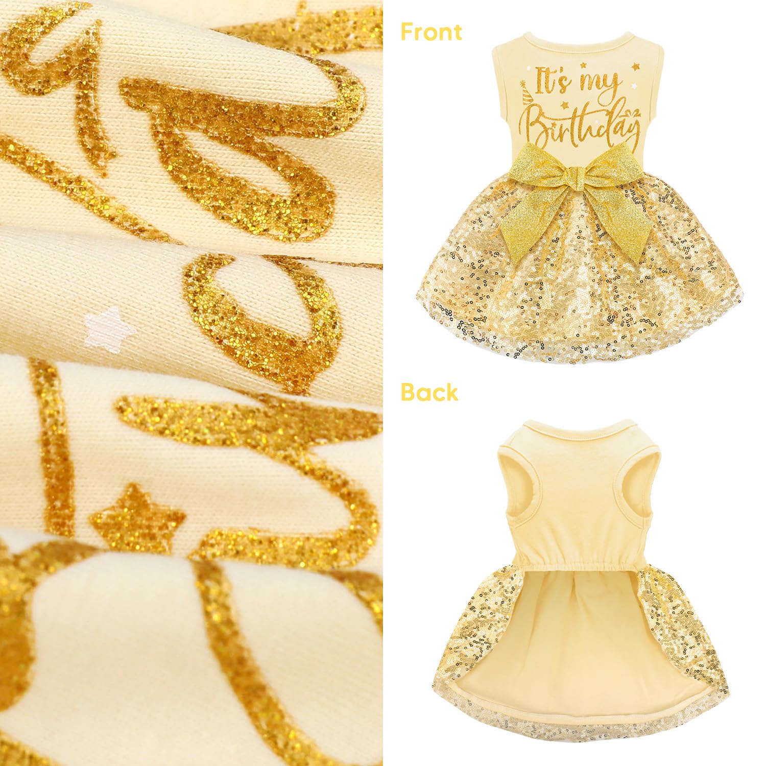Baobicute birthday dress breathable fabric features soft cotton-spandex blend.