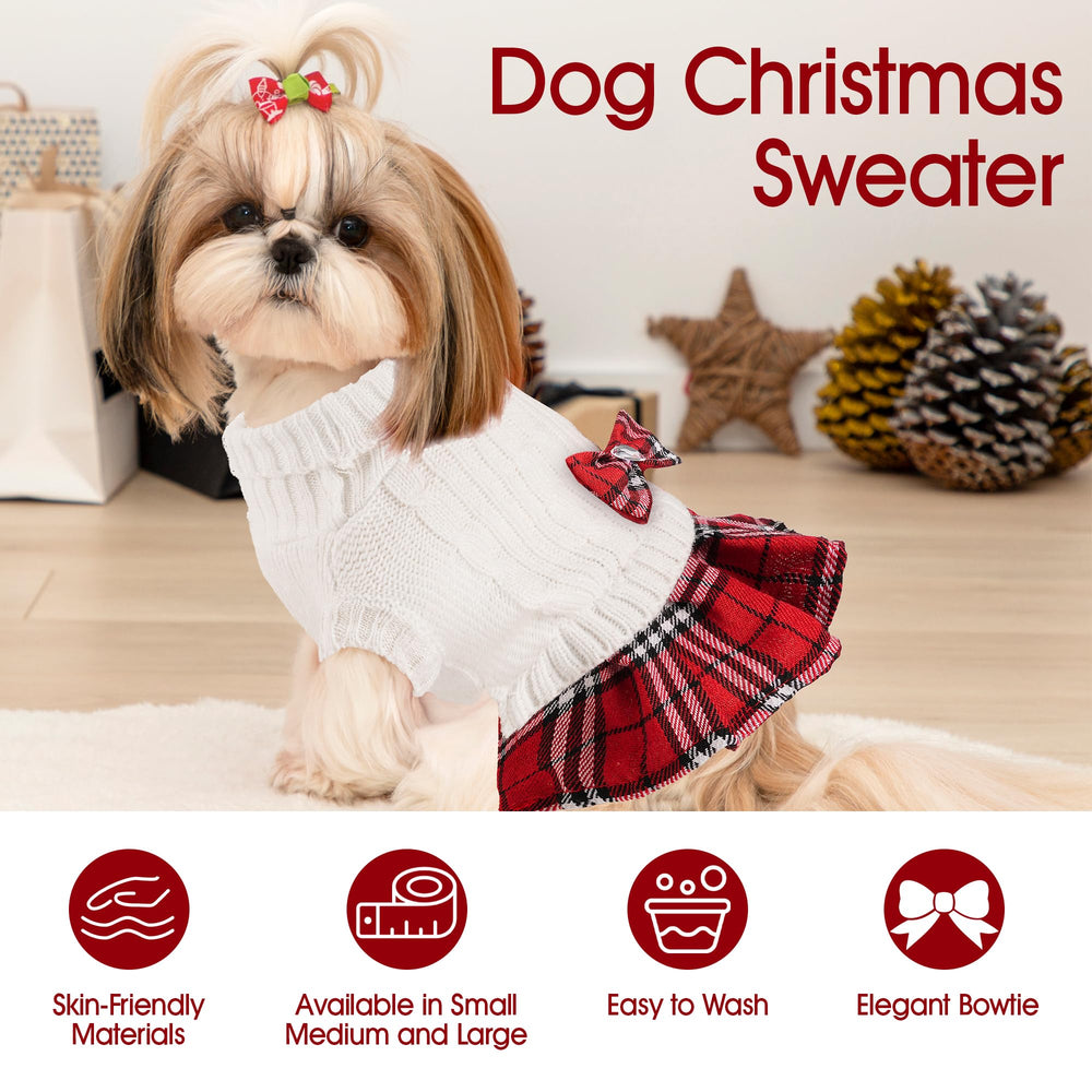 BAOBICUTE Christmas sweater with plaid hem ready for holiday photos