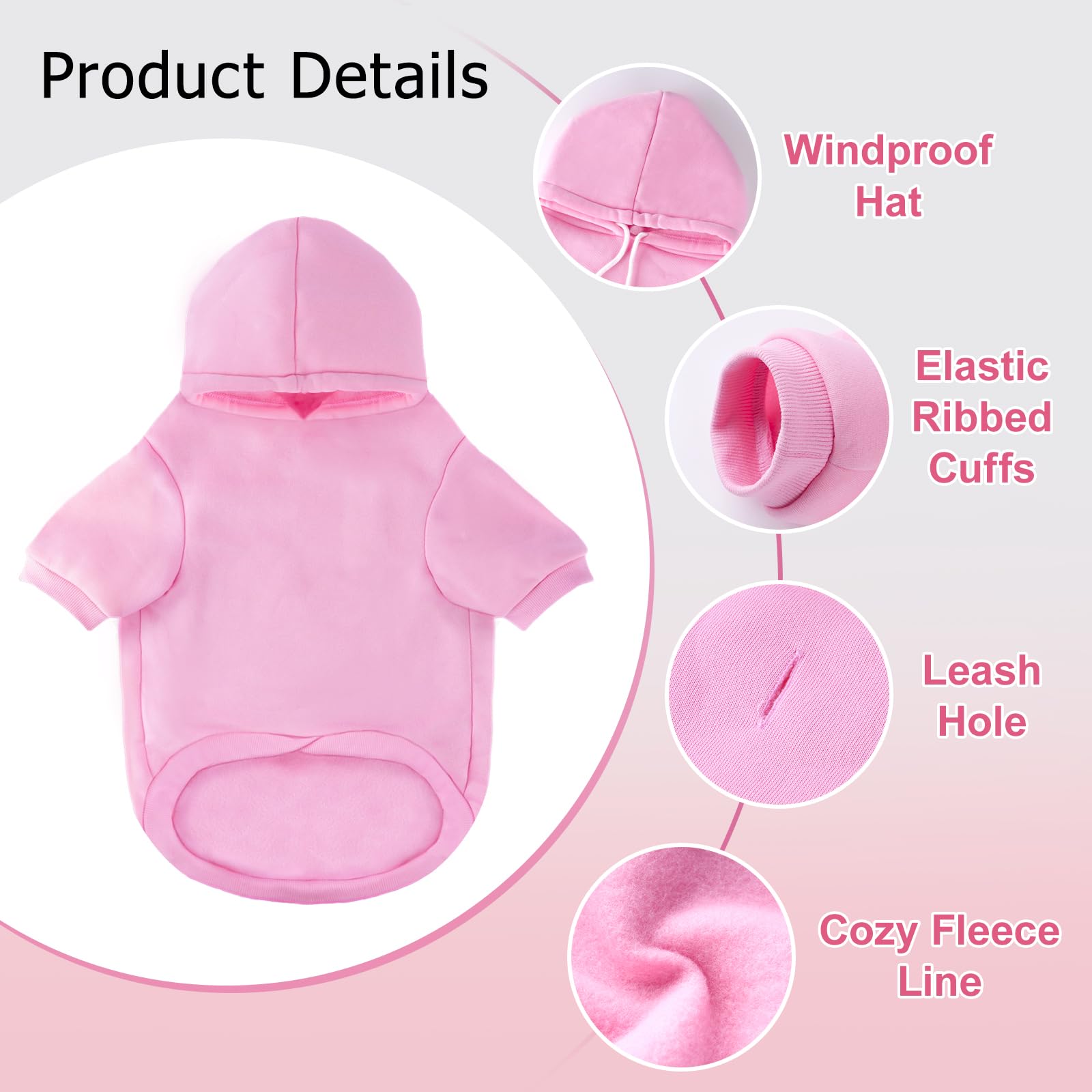 BAOBICUTE dog basic hoodie side view highlights full range of motion and warmth.