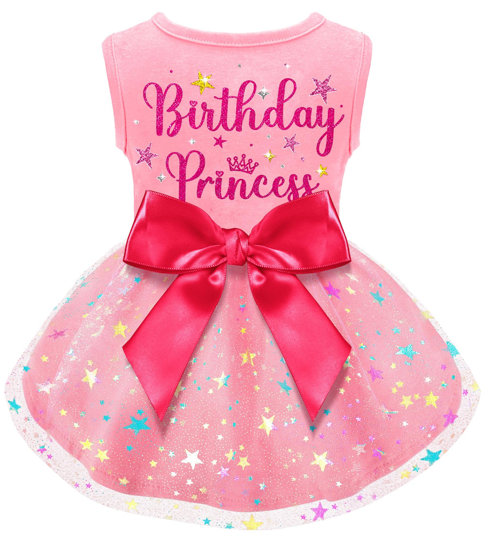 Baobicute dog birthday dress with bowknot showcased for festive photos.