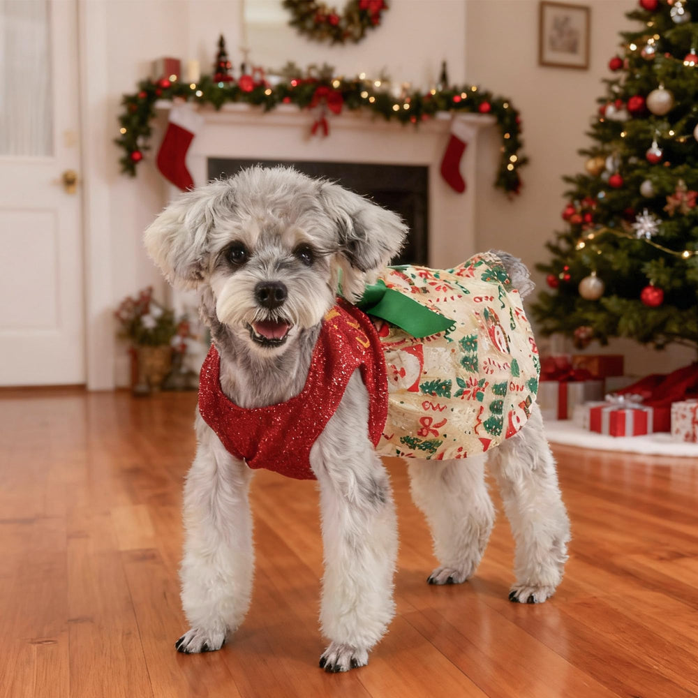 BAOBICUTE dog christmas outfit sleeveless design eases on/off during walks.