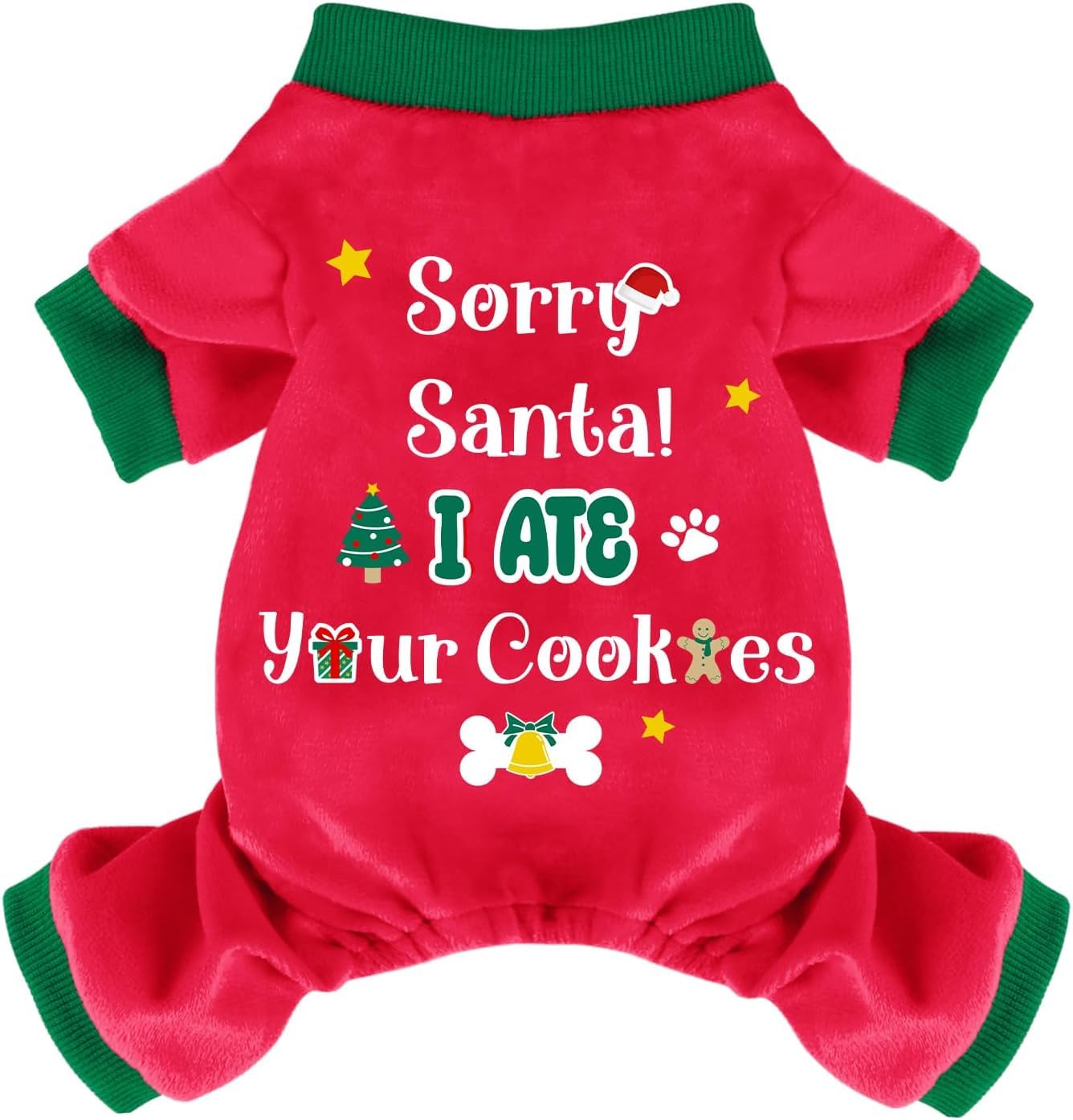 Baobicute dog Christmas pajamas front view showcases cozy warmth for daily walks and holiday photos