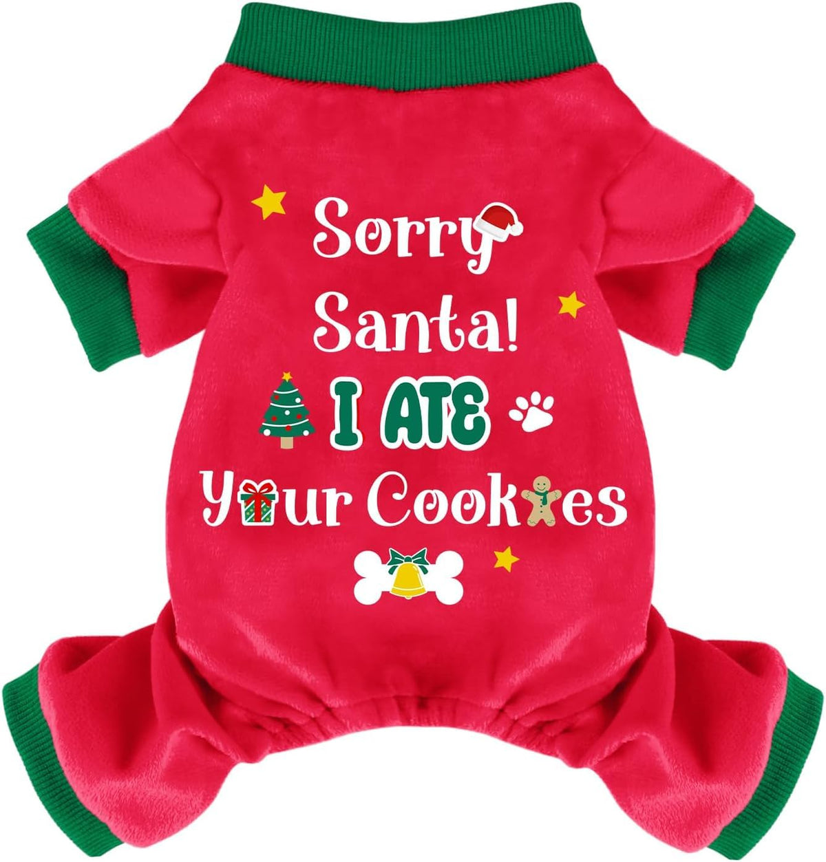 Baobicute dog Christmas pajamas front view showcases cozy warmth for daily walks and holiday photos