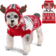 BAOBICUTE dog Christmas sweater in red pattern for festive outings.