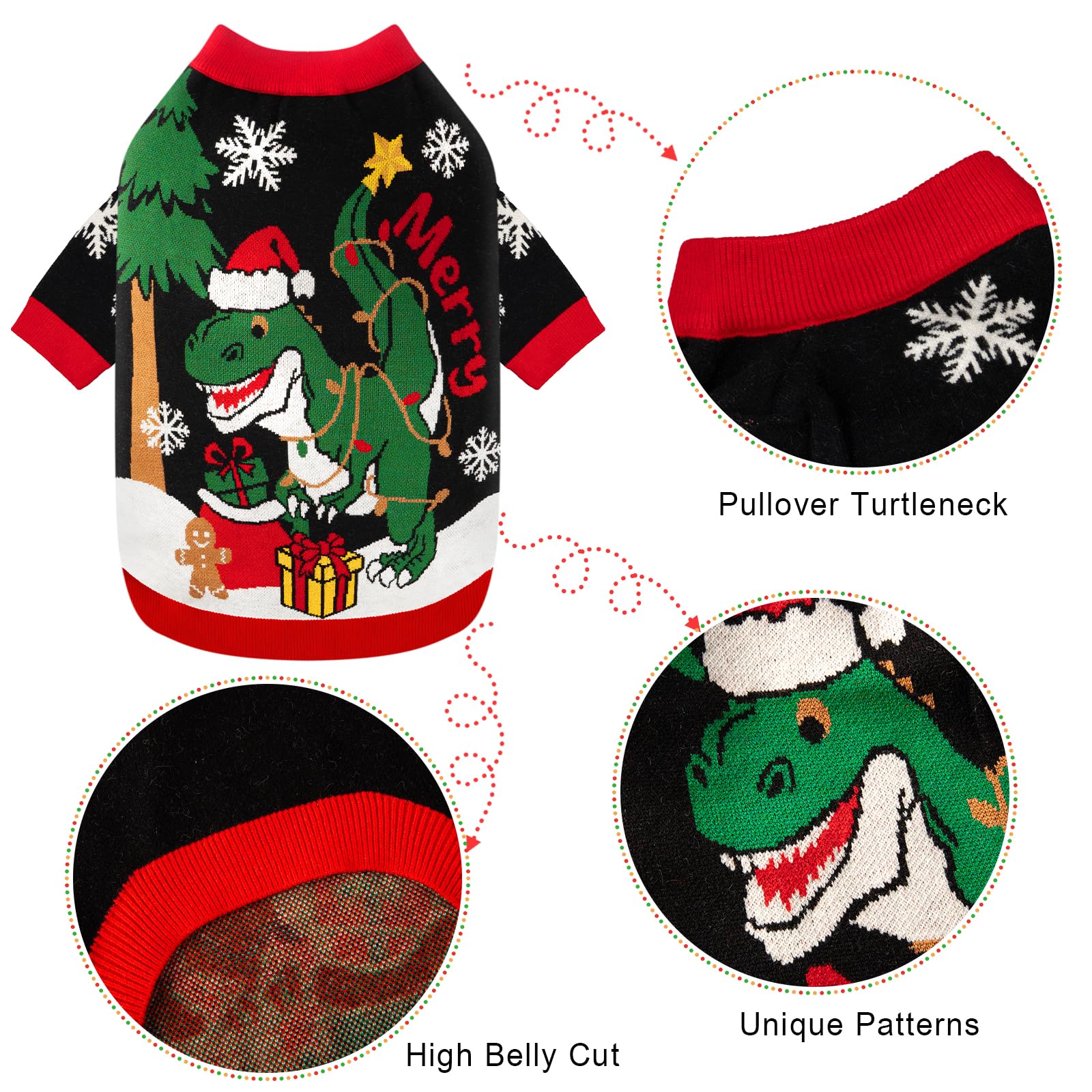 Baobicute dog Christmas sweater size chart helps find the perfect fit
