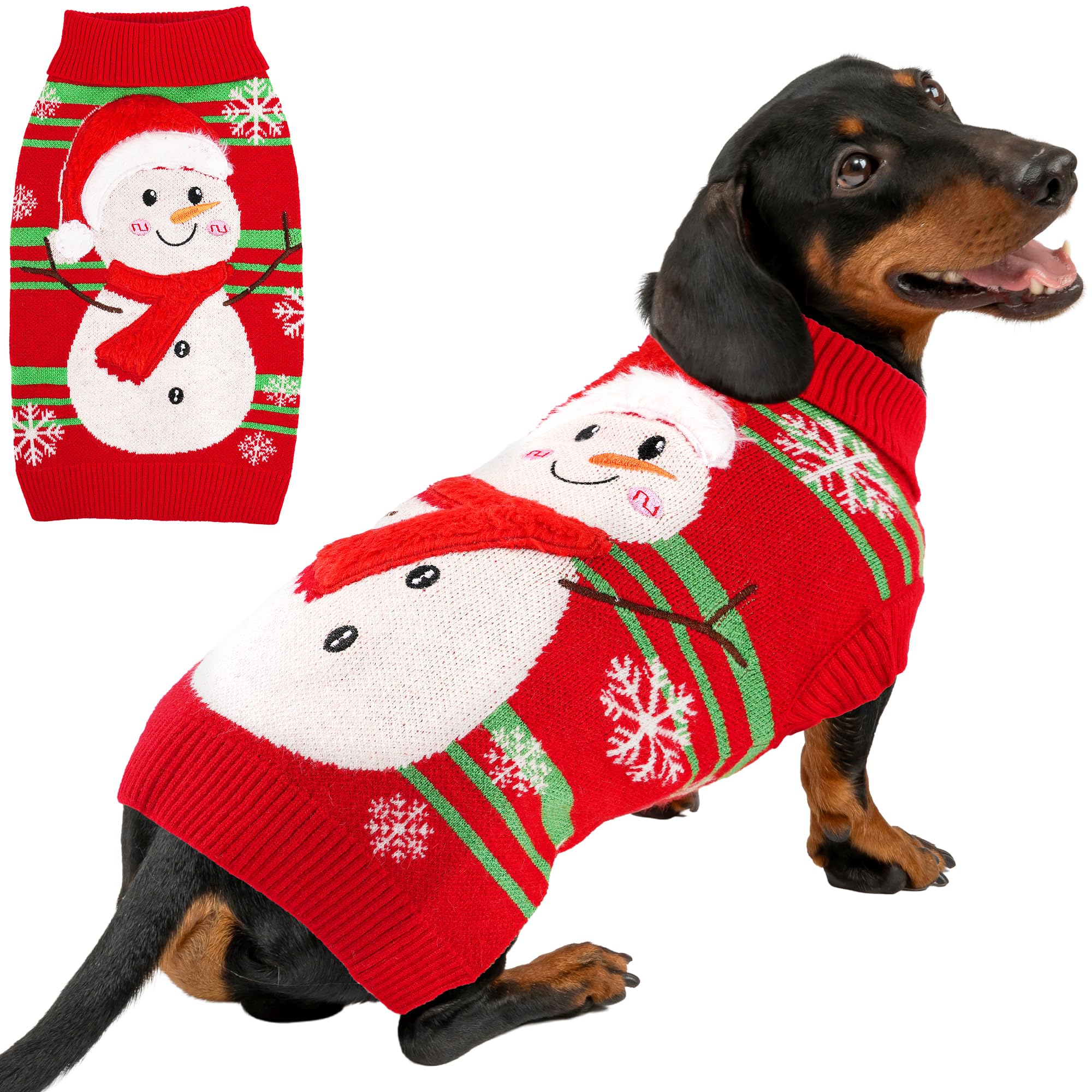 BAOBICUTE dog christmas sweater snowman back design helps capture festive photo moments.
