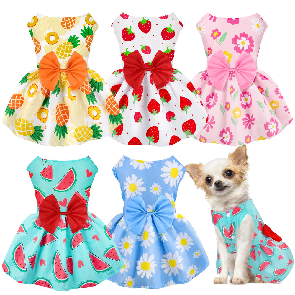 BAOBICUTE pineapple print floral summer dog dress for small dogs, breathable comfort for sunny strolls.