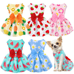 BAOBICUTE pineapple print floral summer dog dress for small dogs, breathable comfort for sunny strolls.