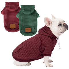 BAOBICUTE dog hoodie back view in dark green showing warm, wrinkle-resistant fabric for outdoor wear