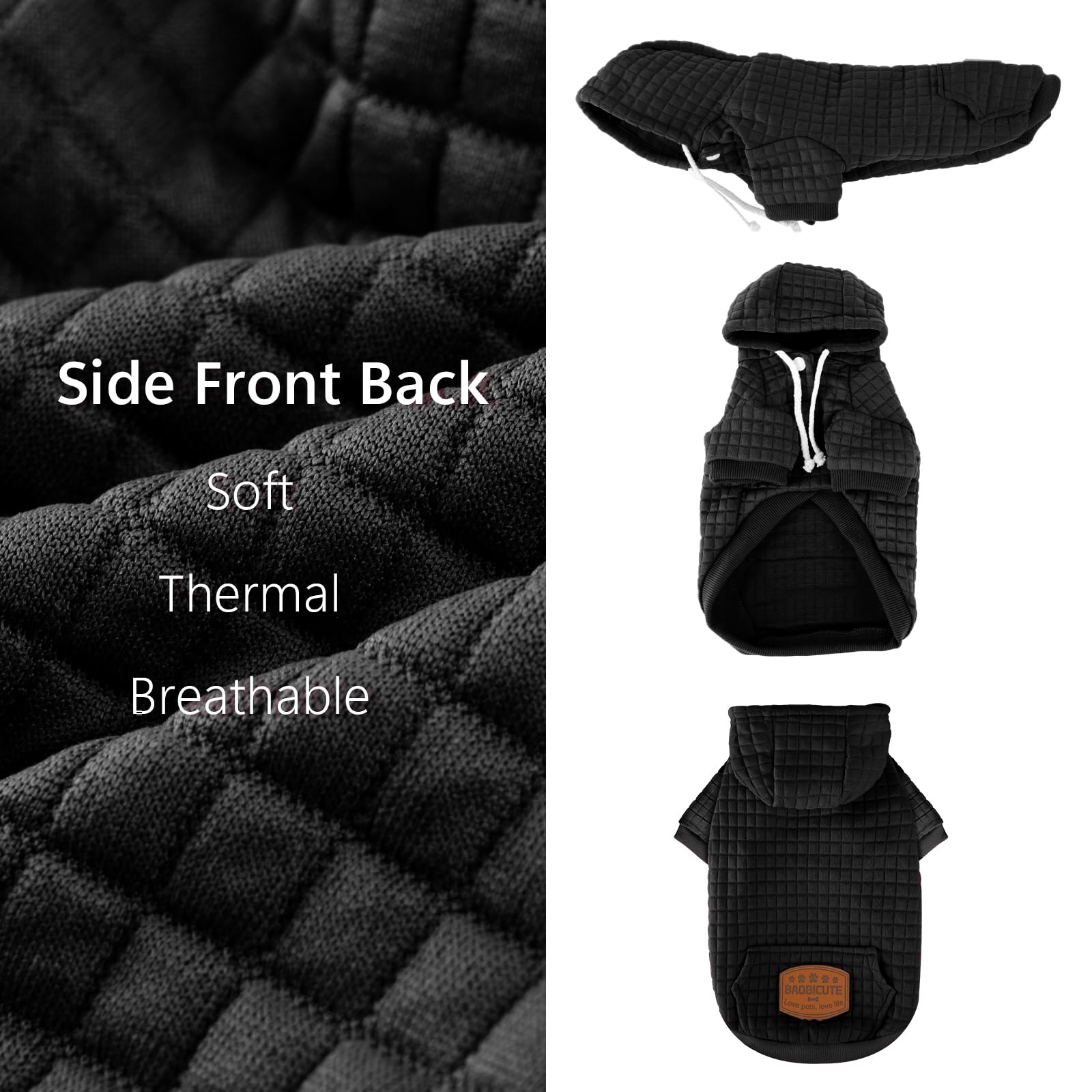 BAOBICUTE dog hoodie is machine washable for easy care after outdoor outings.