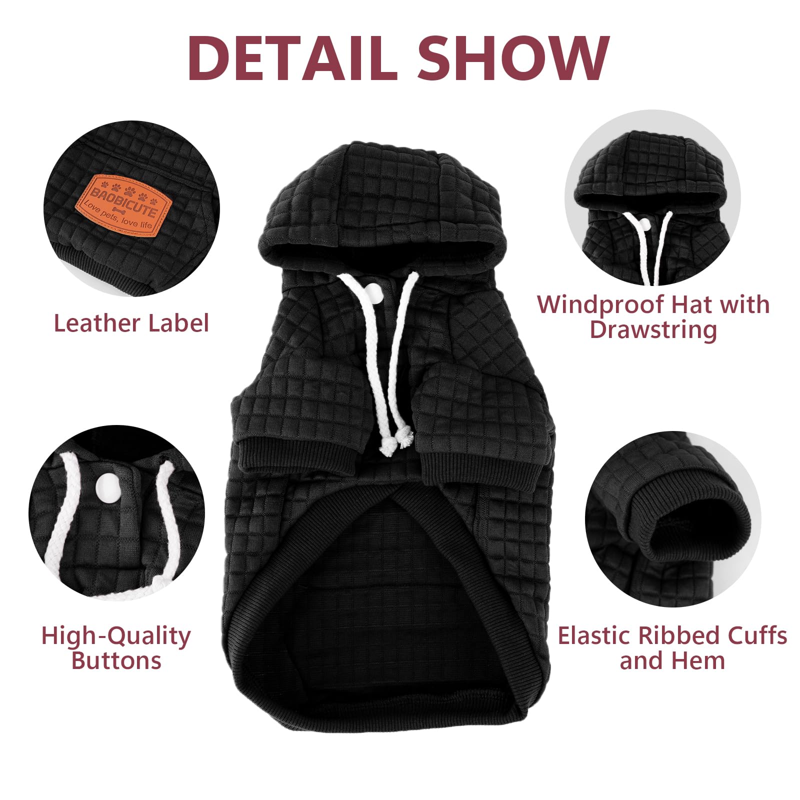 BAOBICUTE dog hoodie mini-pocket design for snacks or small items on outings.