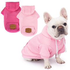 BAOBICUTE dog hoodie pink-rose front view shows cozy warmth in a soft waffle knit