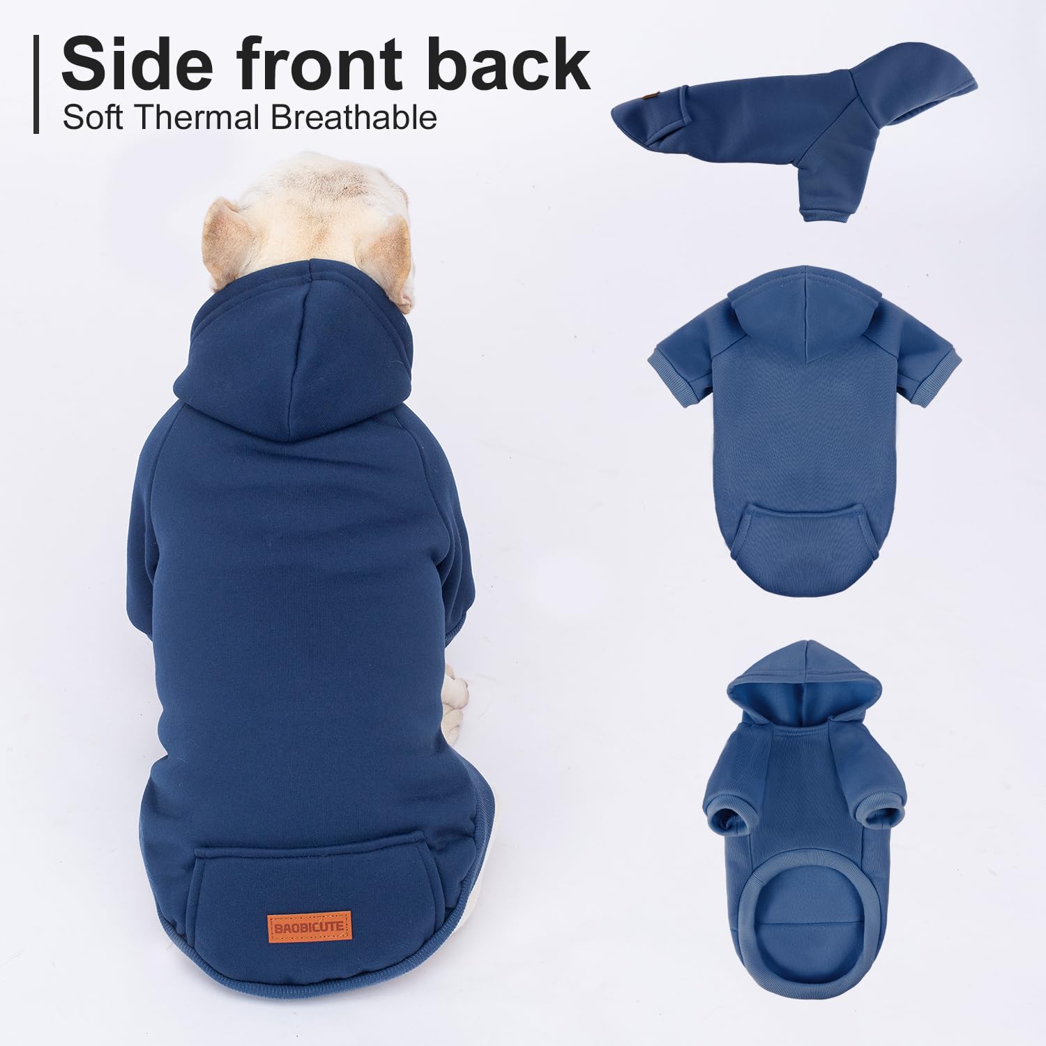 BAOBICUTE dog hoodie ribbed cuffs and hem secure fit during activity