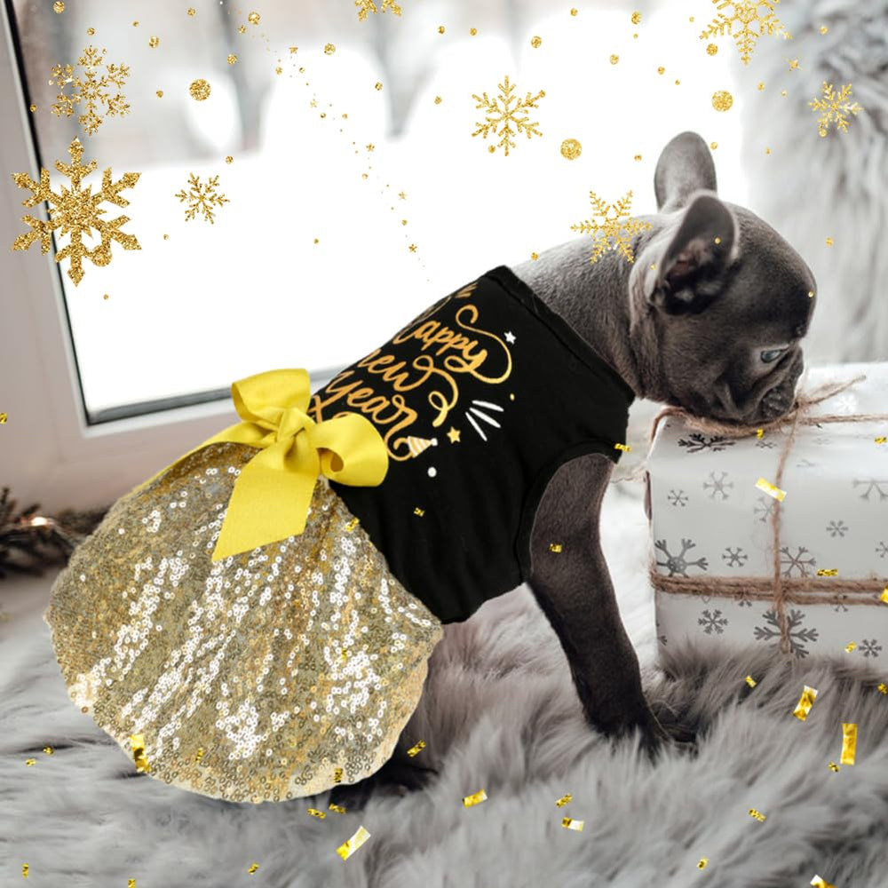 BAOBICUTE dog New Year outfit dress with bow detail for cute party styling