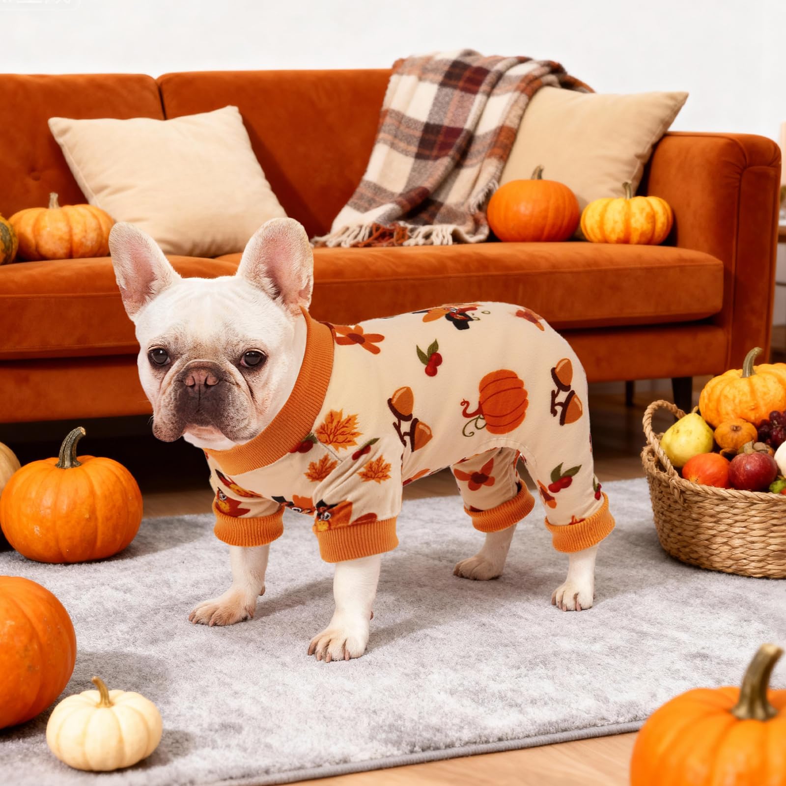 BAOBICUTE pumpkin-cartoon dog pajamas for festive holiday charm