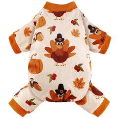 BAOBICUTE turkey-design dog pajamas for Thanksgiving comfort