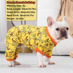 BAOBICUTE dog pjs duck design keeps your pet cute during outings.