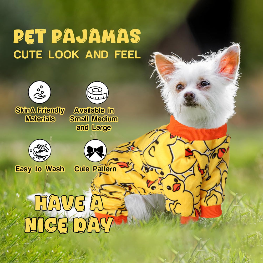 BAOBICUTE dog pjs on dog walking scene highlight easy-on, quick-dry comfort.