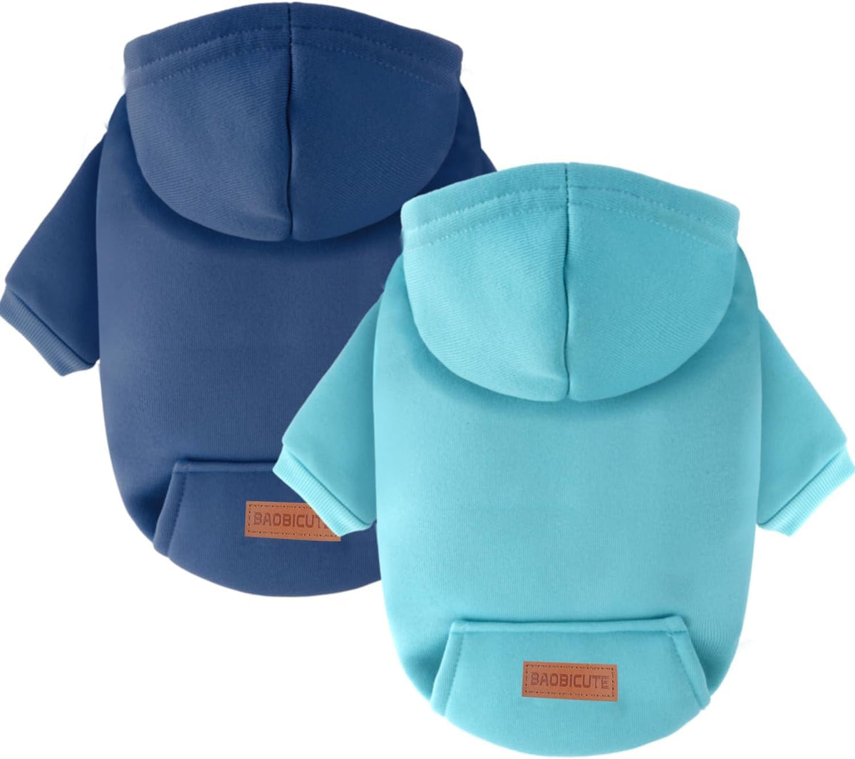 Baobicute dos pack sudaderas capucha para perro pequeño, vista frontal para paseos cálidos