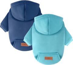 Baobicute dos pack sudaderas capucha para perro pequeño, vista frontal para paseos cálidos
