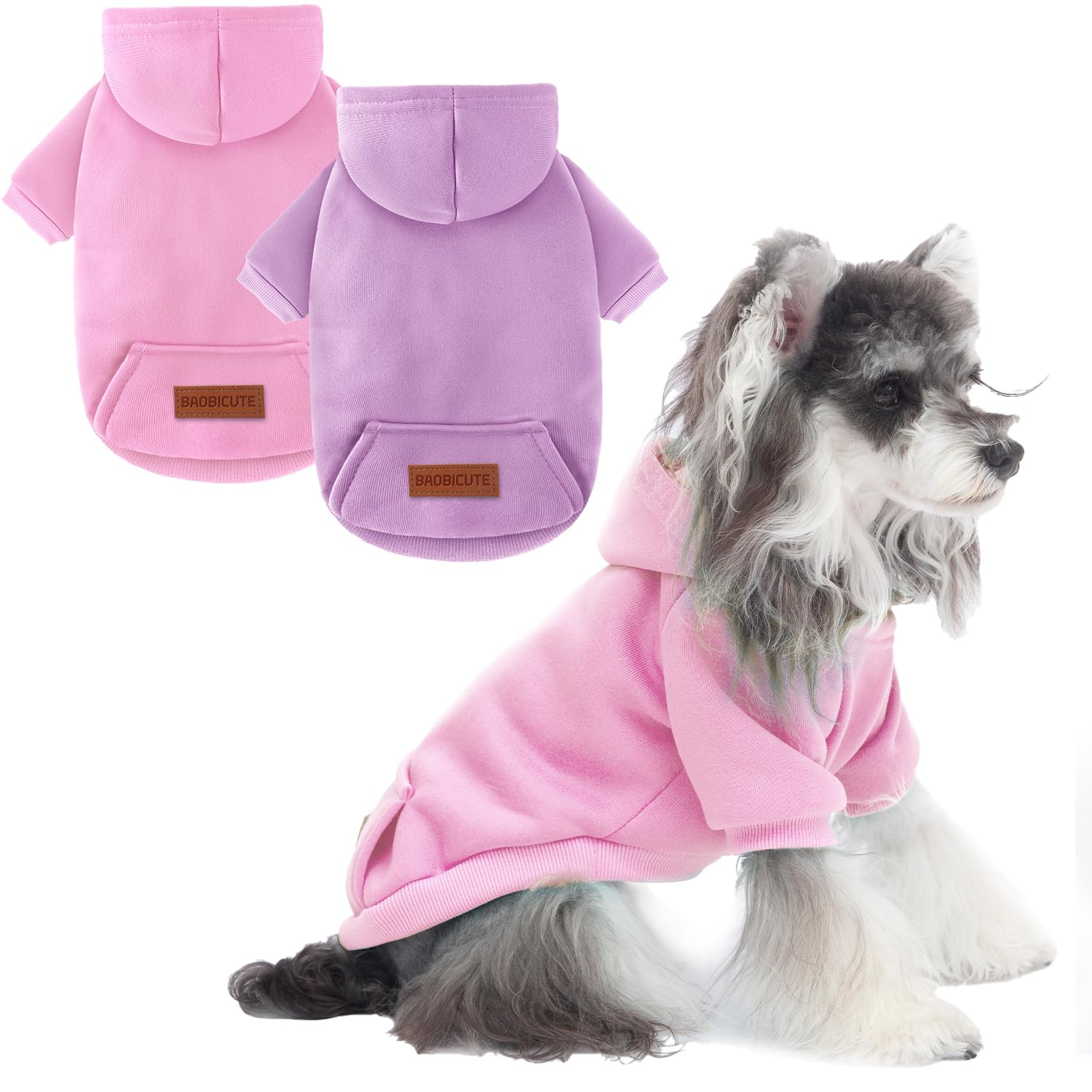 Baobicute sudaderas para perro con capucha azul, ideal para paseos fríos.