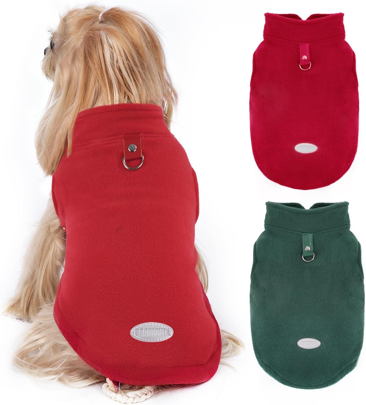 BAOBICUTE fleece dog sweater with back-leash hole for quick leash attachment during walks