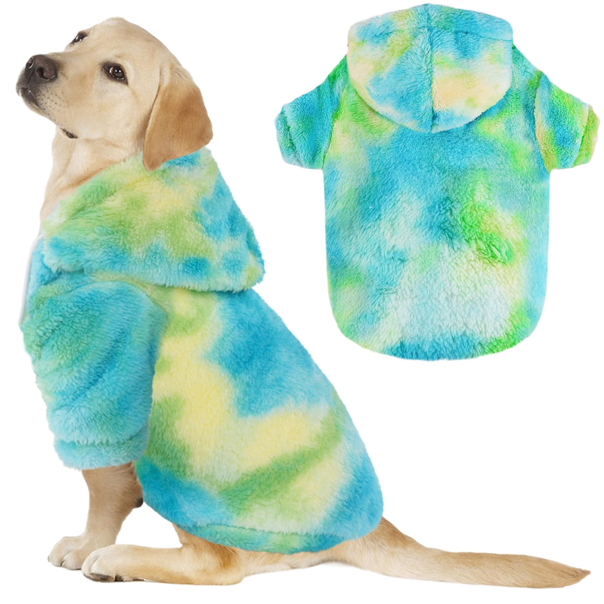 BAOBICUTE fuzzy dog hoodie back view showcasing full-coverage warmth for winter walks.