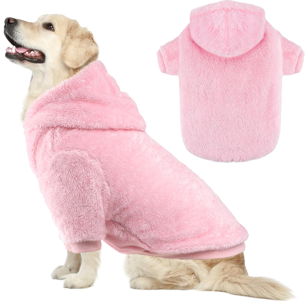 BAOBICUTE fuzzy dog hoodie with double-sided-plush keeps dogs warm during winter walks.